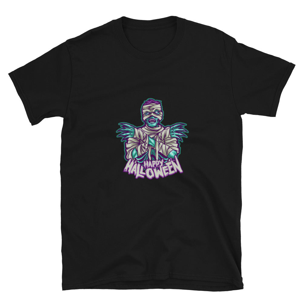 Momia zombie, feliz Halloween Fit camiseta unisex de estilo suave