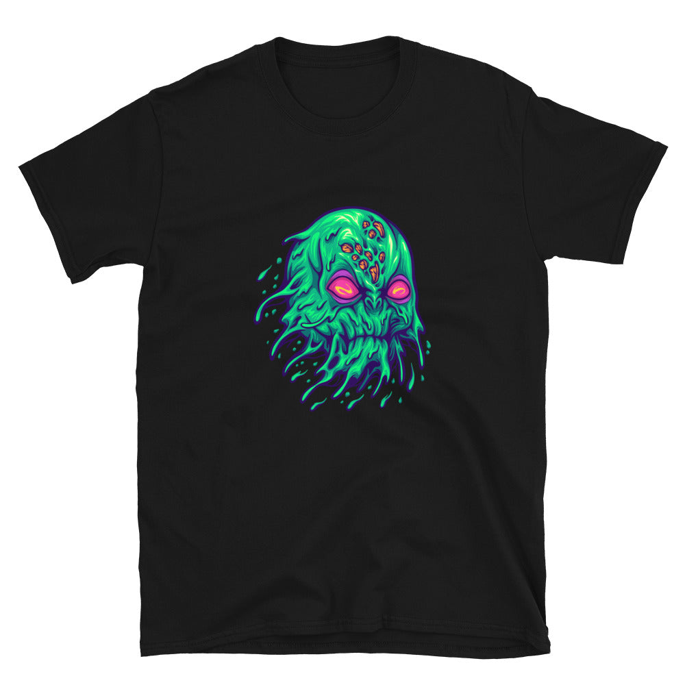 Cabeza alienígena voladora aterradora Fit Unisex Softstyle camiseta