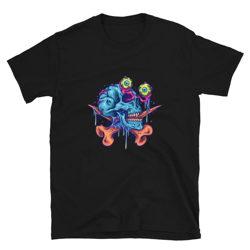 Scary zombie cráneo globos oculares Fit Unisex Softstyle Camiseta