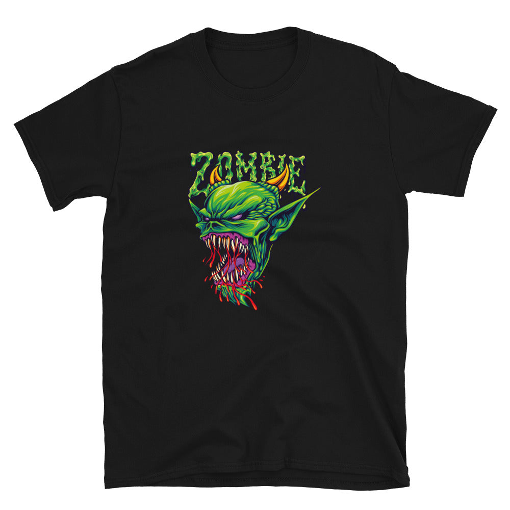 Scary cabeza verde zombie sangre Fit Unisex Softstyle camiseta
