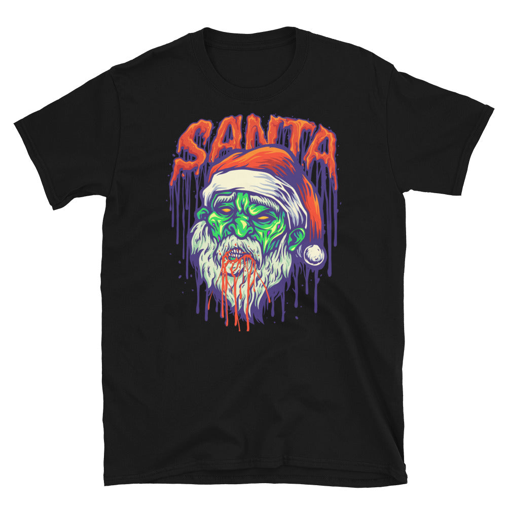 Camiseta unisex de estilo suave con diseño de mascota de Santa Zombie SpookyBloods