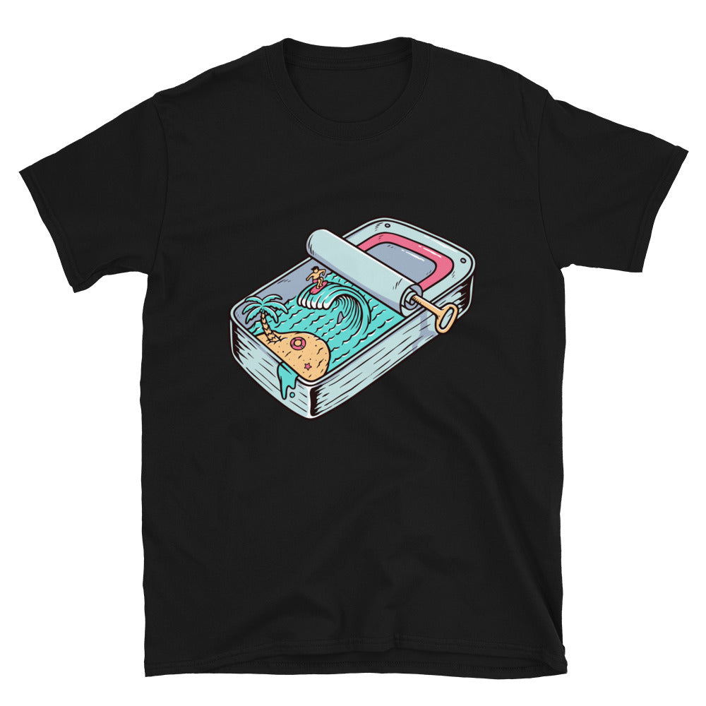Vistas de la playa en sardinas enlatadas Fit Camiseta Softstyle unisex