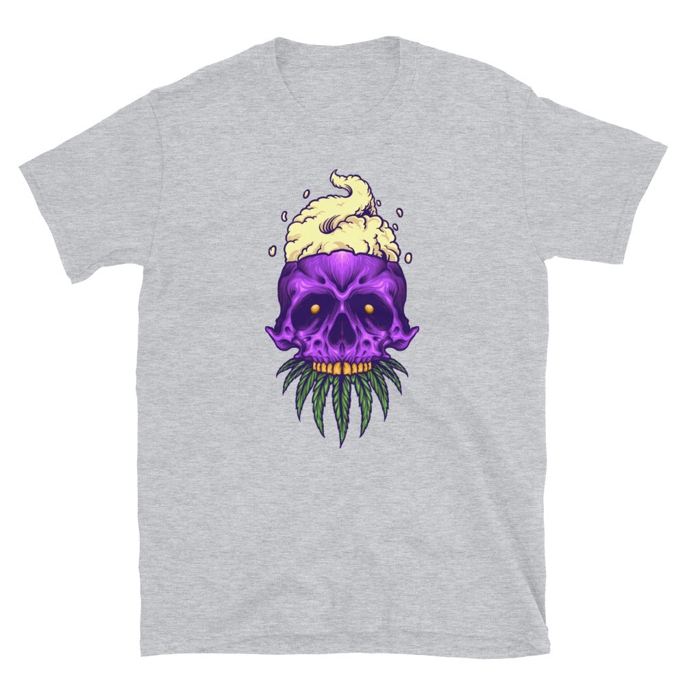 Skull & Weed Smoke, camiseta de estilo suave unisex con forma de hoja de cannabis