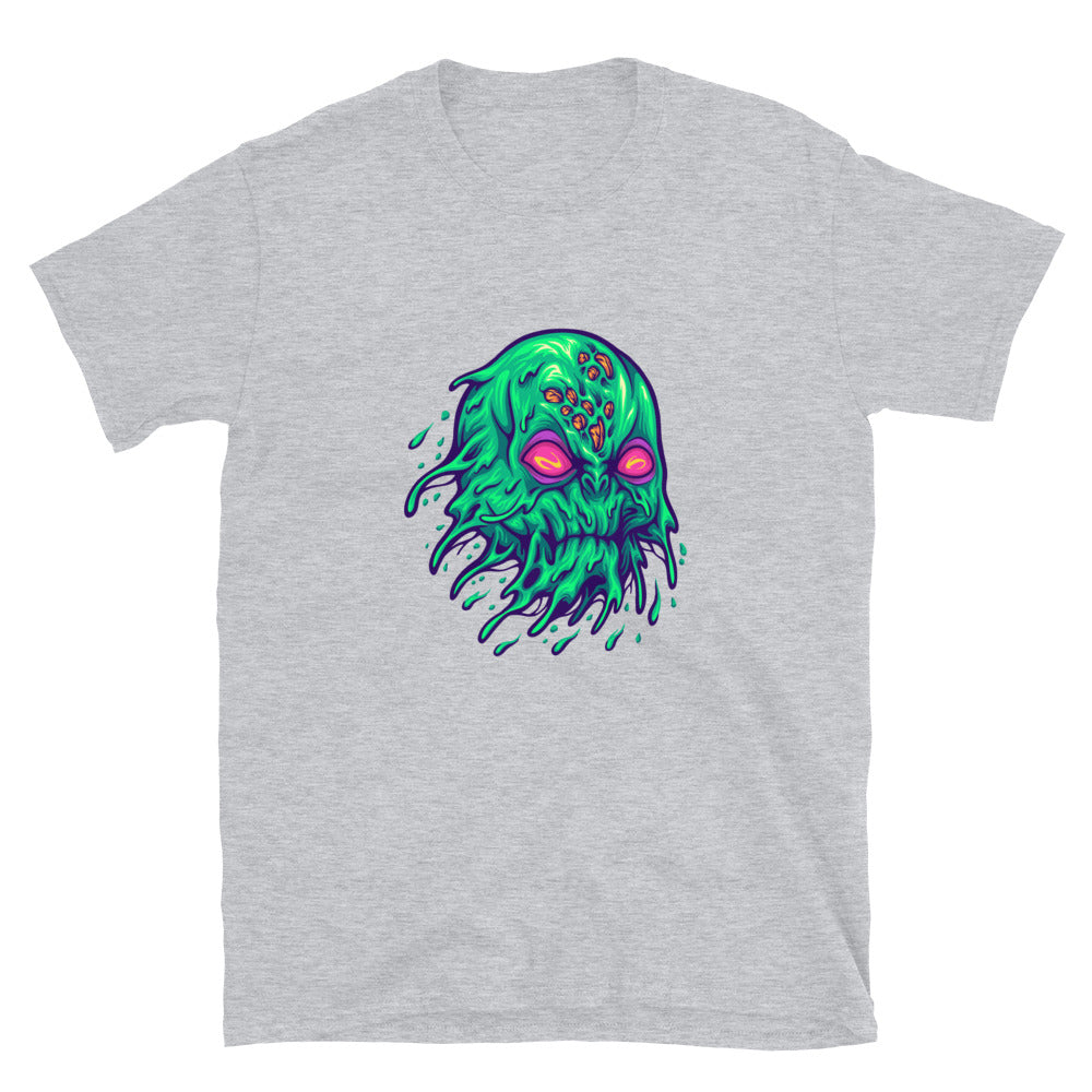 Cabeza alienígena voladora aterradora Fit Unisex Softstyle camiseta