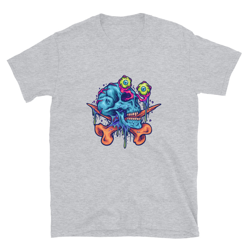 Scary zombie cráneo globos oculares Fit Unisex Softstyle Camiseta