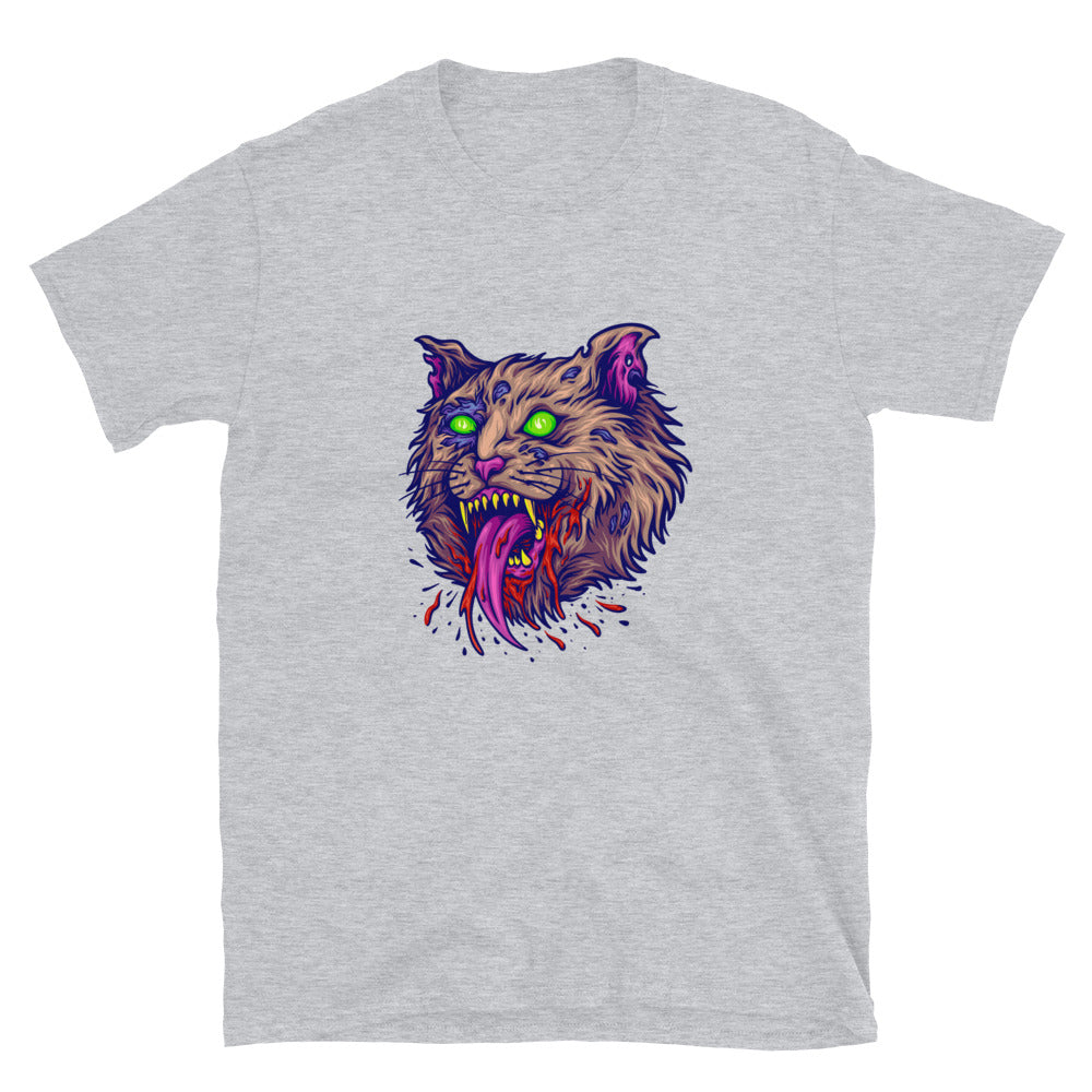 Camiseta de estilo suave unisex con cara de gato aterrador