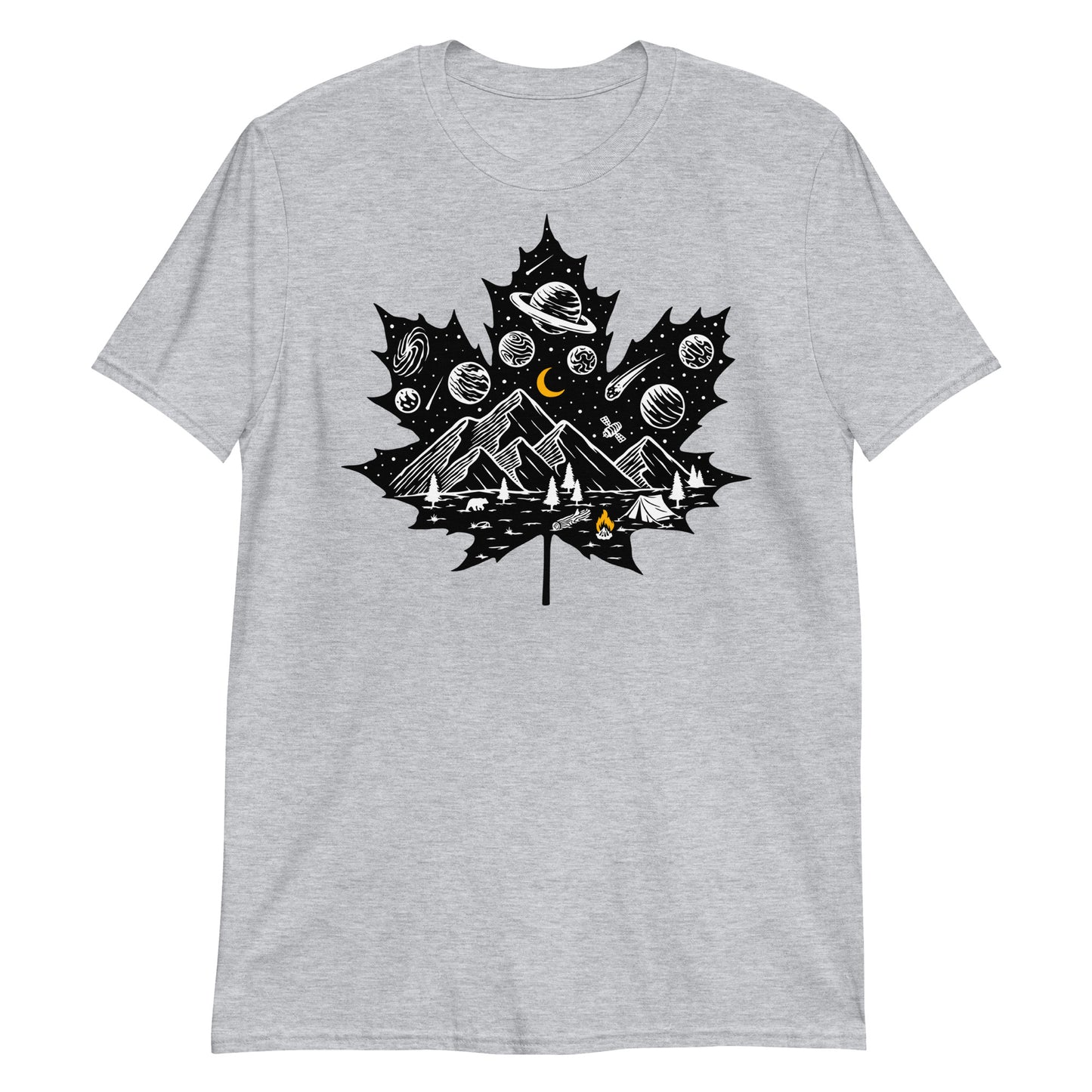 Hoja de arce y universo Fit Unisex Softstyle Camiseta