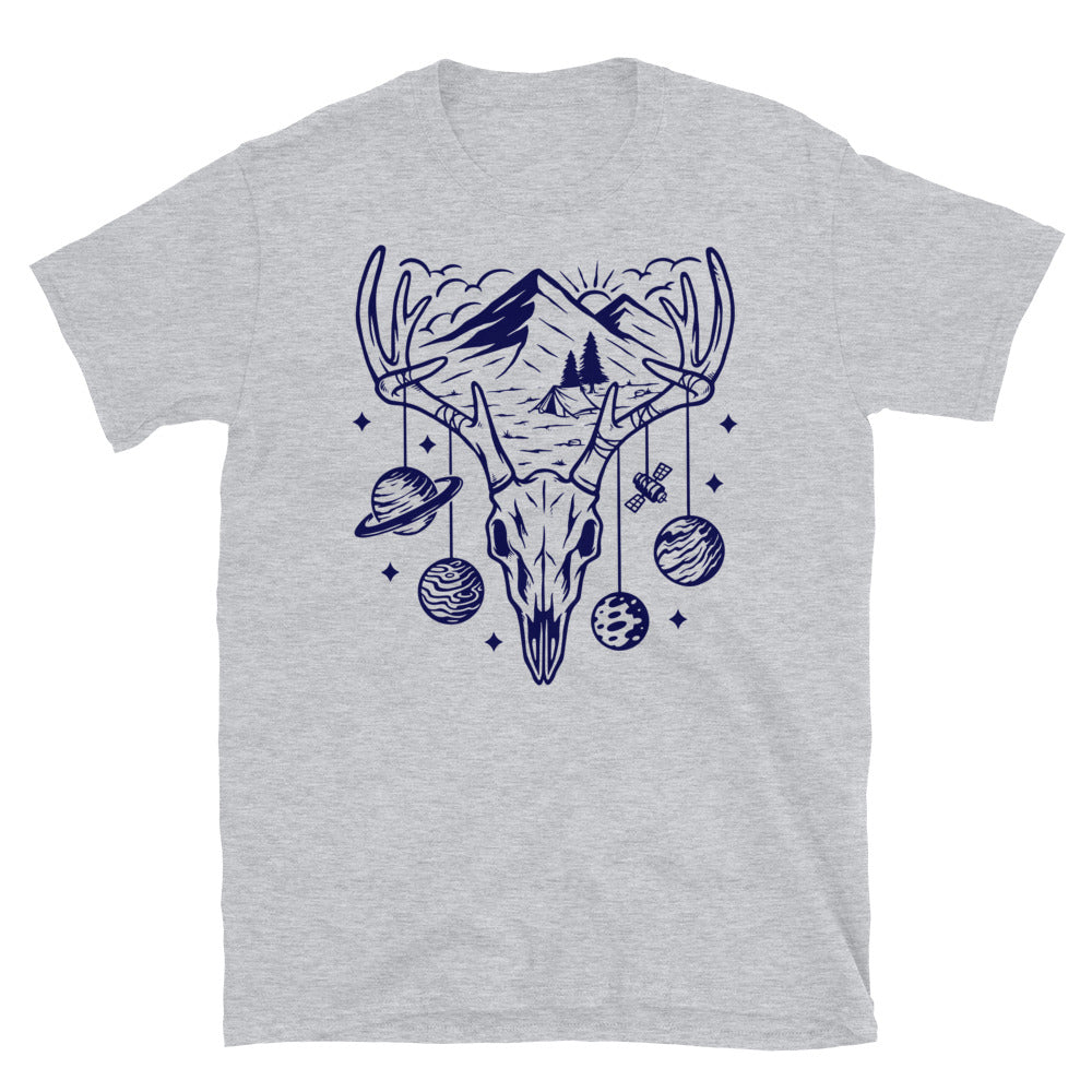 Esqueleto de montaña y ciervo Fit Unisex Softstyle Camiseta