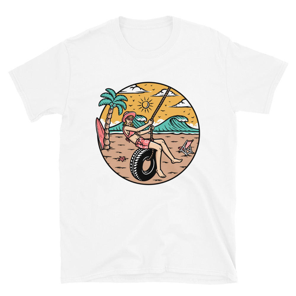 Mujeres divirtiéndose en la playa Fit Unisex Softstyle Camiseta
