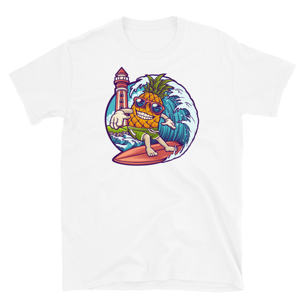 Camiseta unisex Softstyle con logo de piña y surf de verano