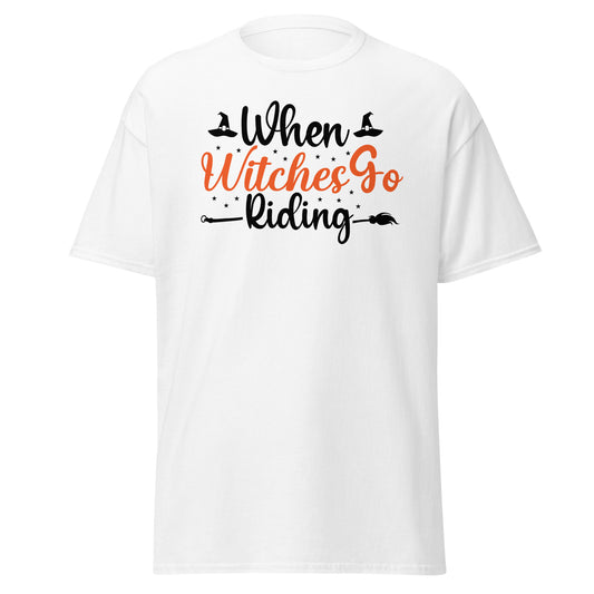 Cuando las brujas van a montar, camiseta de algodón pesado de estilo suave con diseño de Halloween