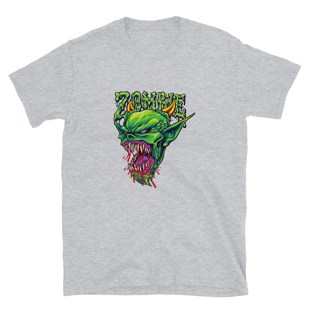 Scary cabeza verde zombie sangre Fit Unisex Softstyle camiseta
