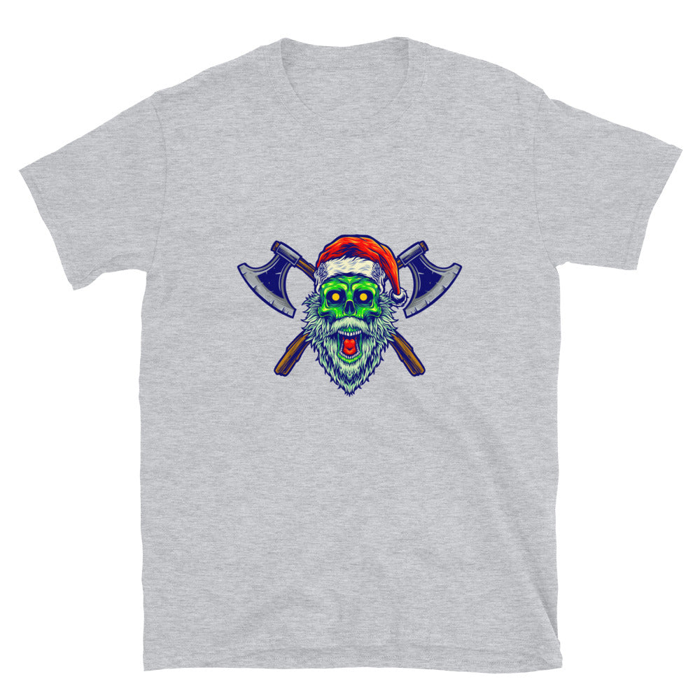Camiseta unisex Softstyle con diseño de hacha de trabajo en madera, diseño de calavera, feliz Navidad